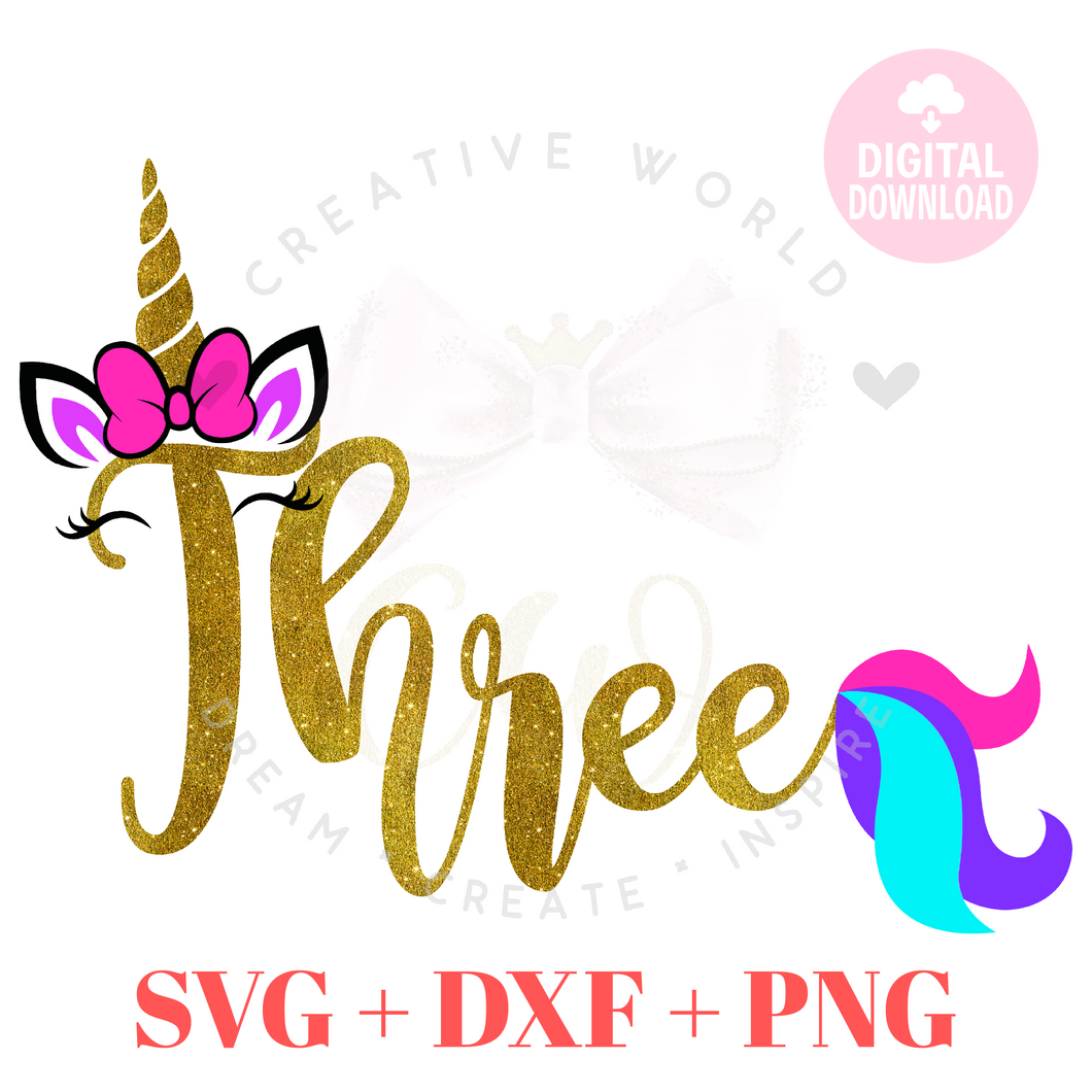 My 3rd Birthday Unicorn SVG