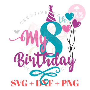 My 8th Birthday svg | Eight Birthday svg