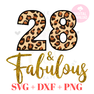 My 28th Birthday svg | Twenty Eight and Fabulous svg | 28 svg | Leopard Birthday SVG