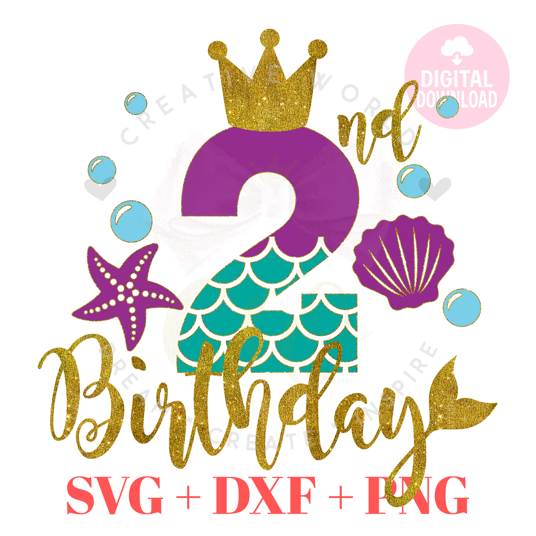 2nd Birthday Mermaid SVG | Mermaid Two