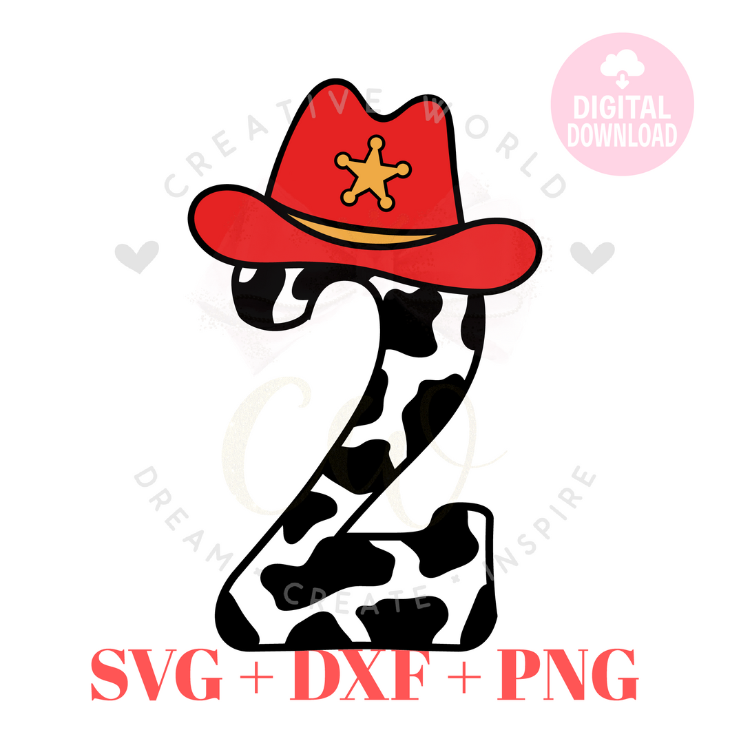 Cowboy Birthday Number SVG | Two SVG | 2