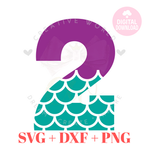 Two | My 2nd Birthday Mermaid SVG | Mermaid Birthday Girl SVG