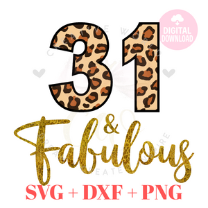 My 31st Birthday svg | Thirty One and Fabulous svg | 31 svg | Leopard Birthday SVG