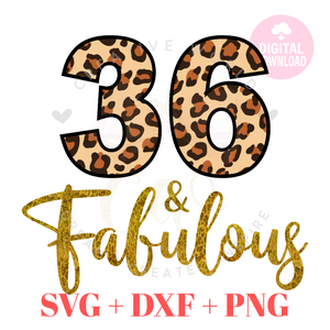 My 36th Birthday svg | Thirty Six and Fabulous svg | 36 svg | Leopard Birthday SVG