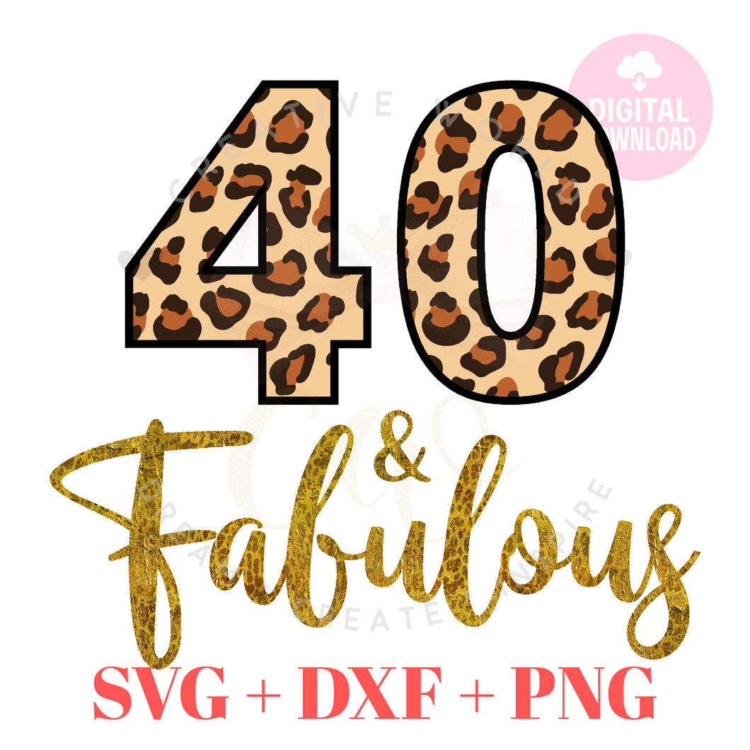 My 40th Birthday svg | Forty and Fabulous svg | 40 svg | Leopard Birthday SVG