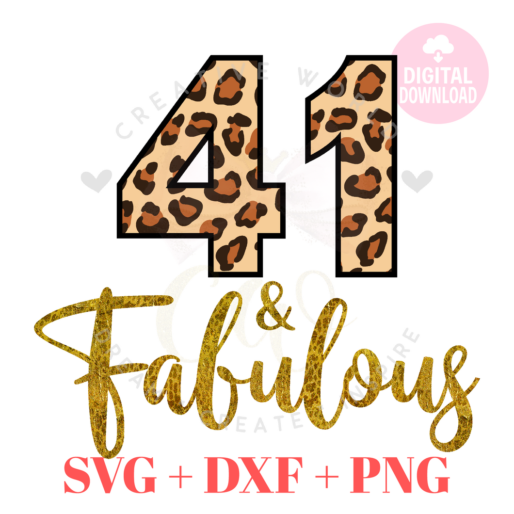 My 41st Birthday svg | Forty One and Fabulous svg | 41 svg | Leopard Birthday SVG