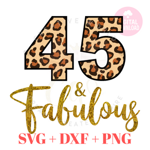 My 45th Birthday svg | Forty Five and Fabulous svg | 45 svg | Leopard Birthday SVG