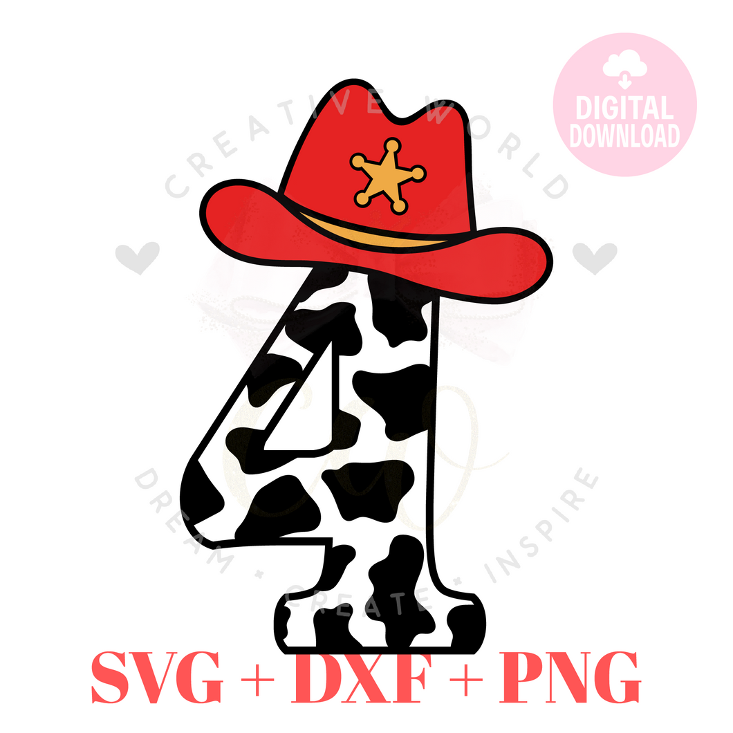 Cowboy Birthday Number SVG | Four SVG | 4