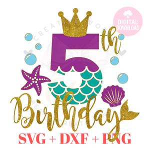 5th Birthday Mermaid SVG | Mermaid Five