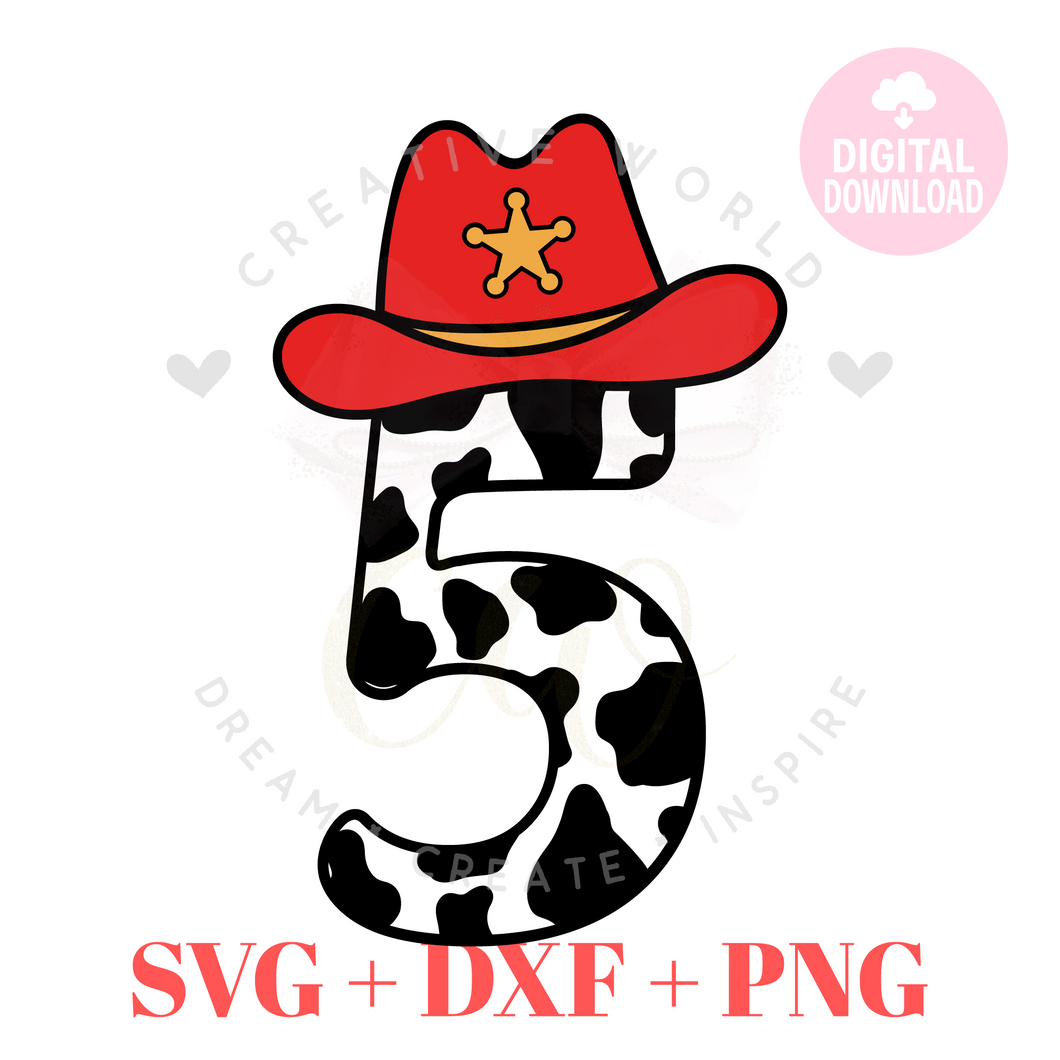 Cowboy Birthday Number SVG | Five SVG | 5