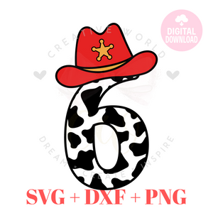 Cowboy Birthday Number SVG | Six SVG | 6