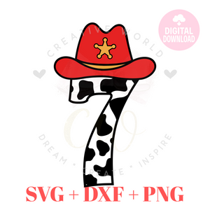 Cowboy Birthday Number SVG | Seven SVG | 7