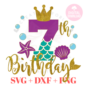 7th Birthday Mermaid SVG | Mermaid Seven