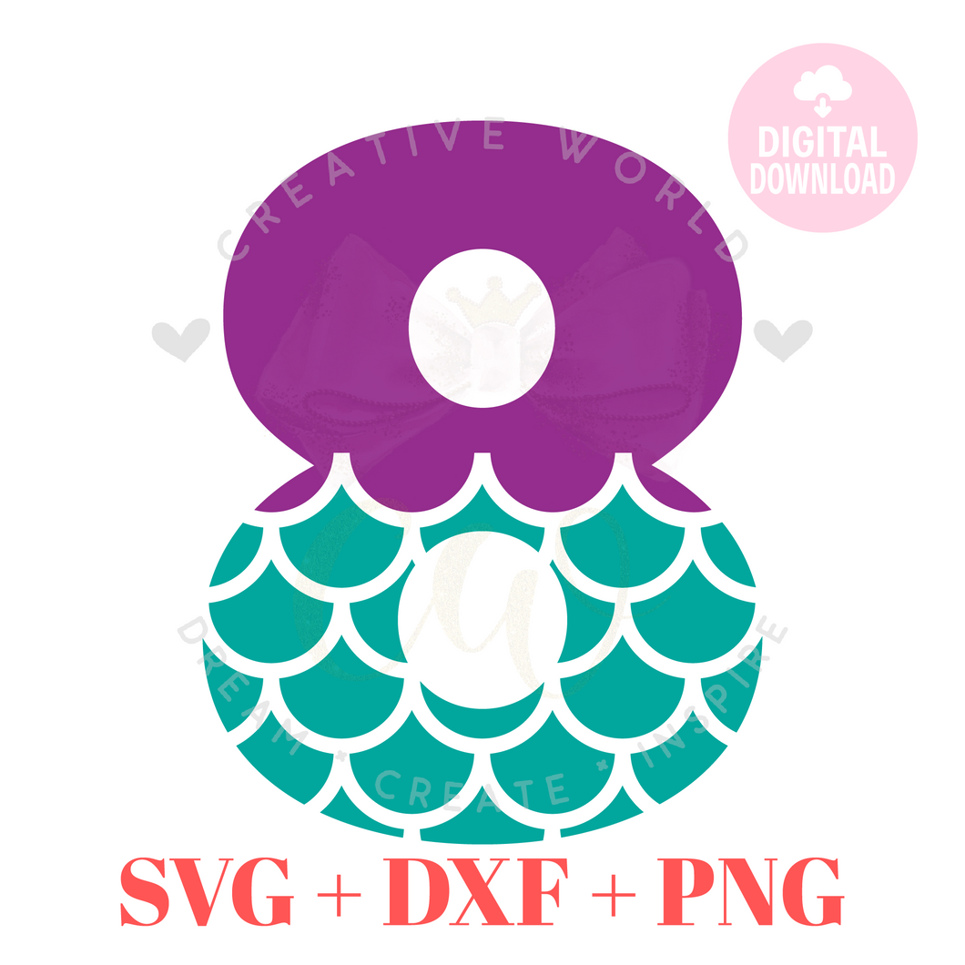 Eight | My 8th Birthday Mermaid SVG | Mermaid Birthday Girl SVG