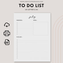 Load and play video in Gallery viewer, Monthly To-Do List Printable Planner | Organize Your Tasks and Goals | CWCA022
