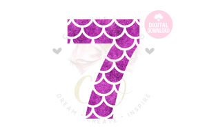 Seven | My 7th Birthday Mermaid SVG | Mermaid Birthday Girl SVG