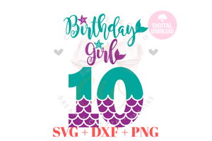 Birthday Mermaid SVG Bundle | Bundle Mermaid Birthday Girl 1-12 svg