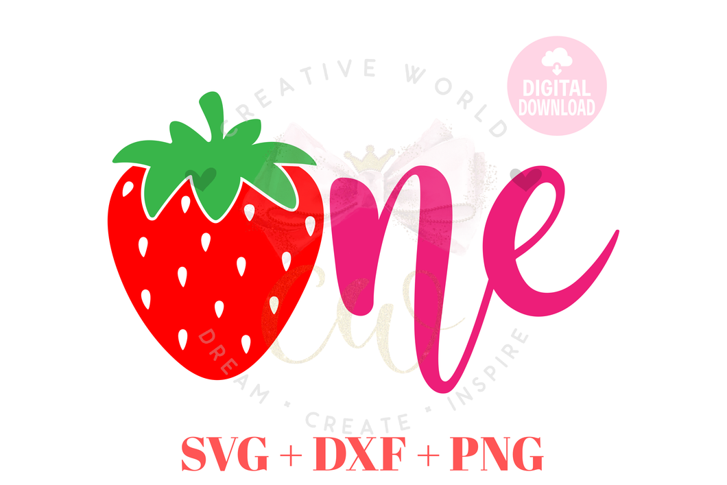 One | Strawberry One SVG | Baby 1st Birthday SVG