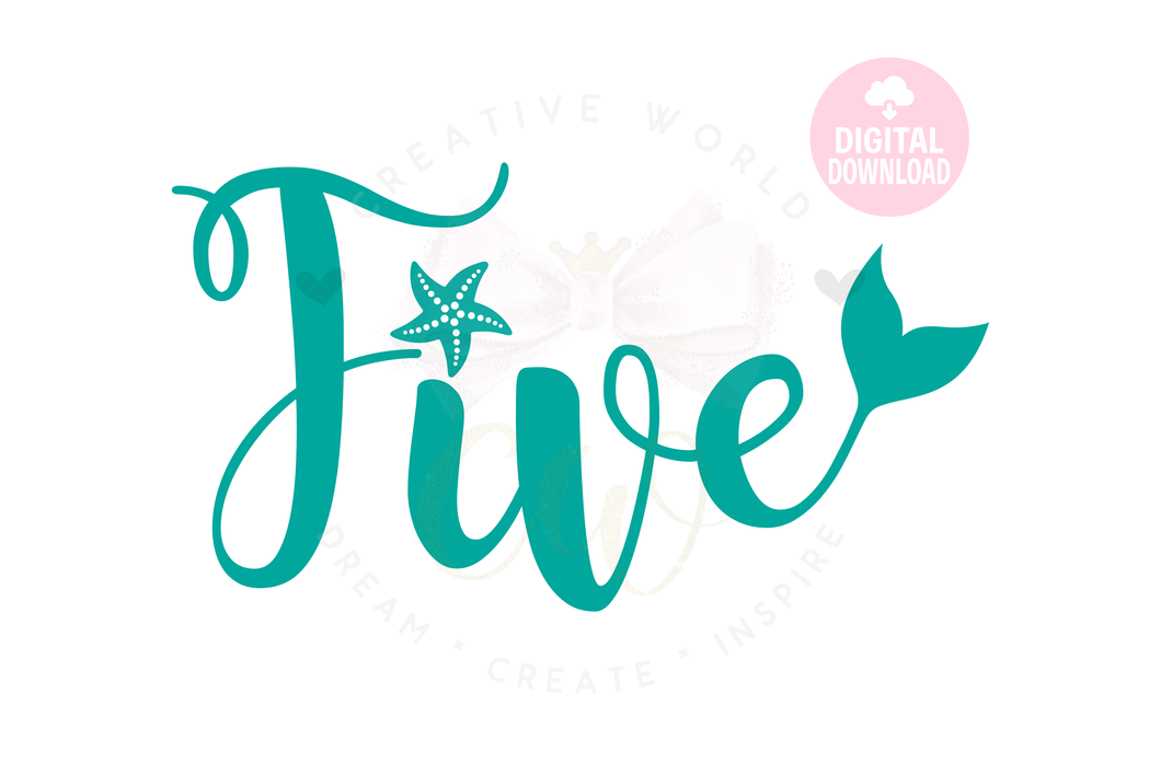 My 5th Birthday Mermaid SVG | Mermaid Five | Five