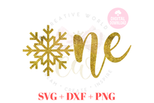 Load image into Gallery viewer, One | Snowflake One SVG | Baby 1st Birthday SVG
