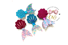 Load image into Gallery viewer, 4 in 1 Mermaid Hair Bow Template | CWC028
