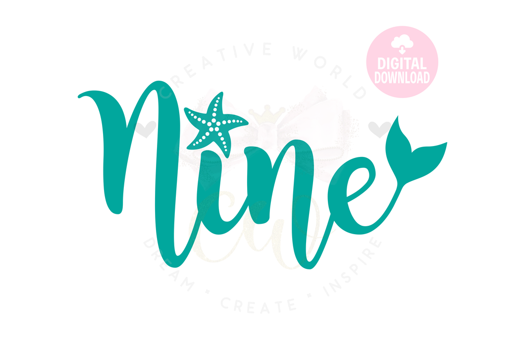 My 9th Birthday Mermaid SVG | Mermaid Nine | Nine