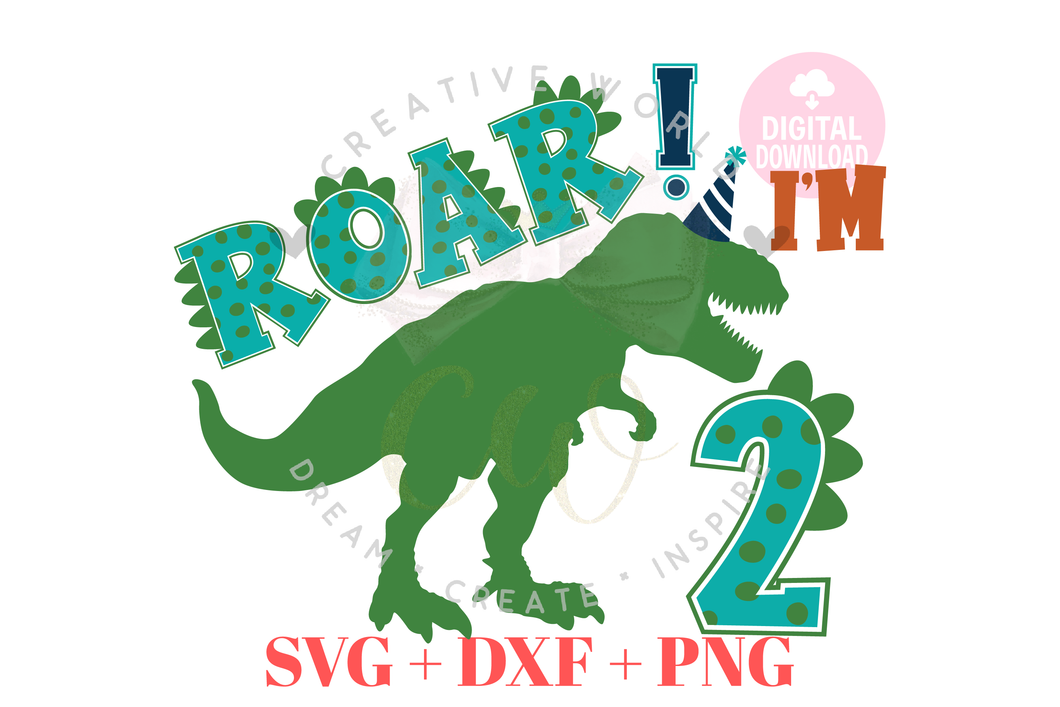 2nd Birthday SVG | Dinosaur Birthday SVG | Second Birthday