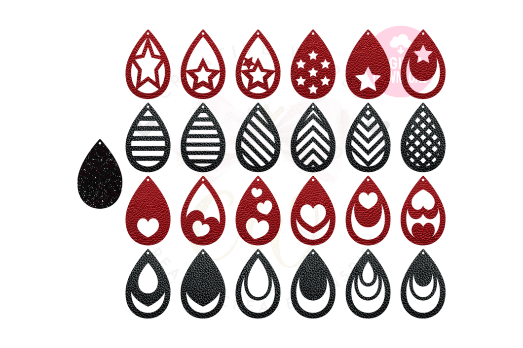 Teardrop Earring Template | 50 Templates Earring svg | ET001