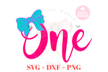 Load image into Gallery viewer, One | Bow One SVG | Baby 1st Birthday SVG
