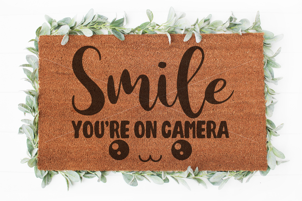 Smile you're on camera svg | Funny doormat svg | Welcome svg | Doormat svg | Home Decor svg