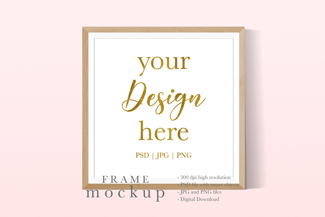 Natural Wood Frame Mockup - Frame Mockup for Wall Art - WF008