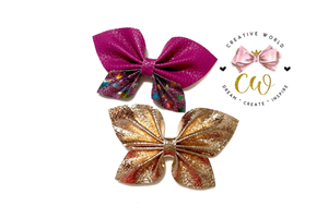 New 2 in 1 Butterfly Pinch Hair Bow Template ~2 Designs | CWC099