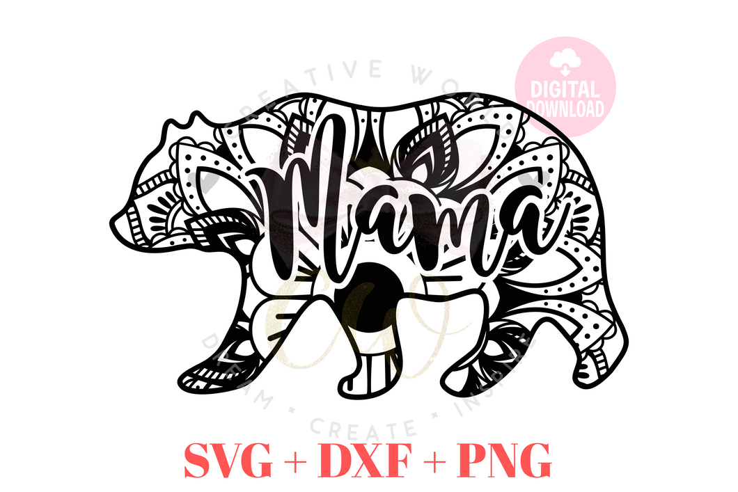 Bear Mandala SVG | Mama svg | Bear svg | Mandala svg