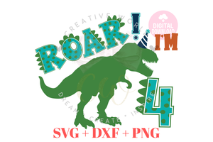 4th Birthday SVG | Dinosaur Birthday SVG | Fourth Birthday