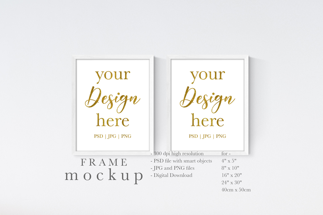 White Wood Frame Mockup - Frame Mockup for Wall Art - WF021