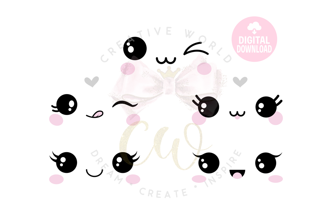 Cute Kawaii Face svg | Cute Little Face svg | Cartoon Cute Face