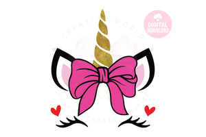 Pink Bow Unicorn SVG | Cute Bow Unicorn SVG | Unicorn SVG