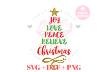 Load image into Gallery viewer, Joy Love Peace Believe Christmas svg | Christmas svg
