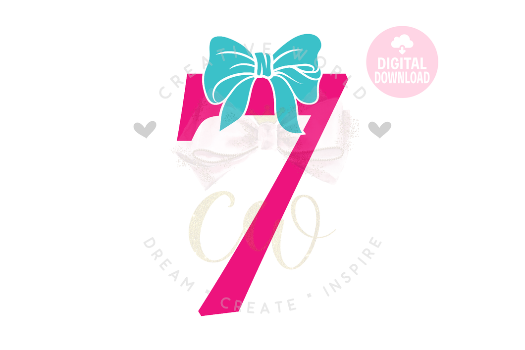 My 7th Birthday SVG | Birthday SVG | Bow Number SVG