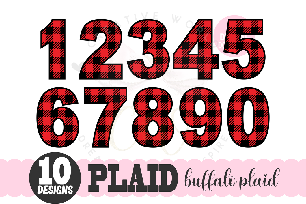 Plaid Number svg | Buffalo Plaid Number svg | Number 0-9 svg