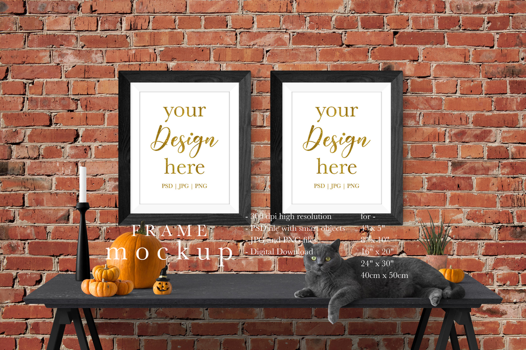 Halloween Black Frame Mockup - Frame Mockup for Wall Art - WF011