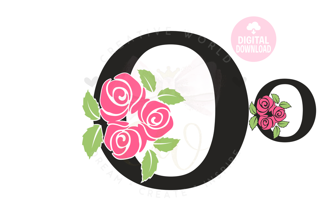 Rose Floral Alphabet svg | Letter O Rose Flower svg | Flower Wedding Monogram