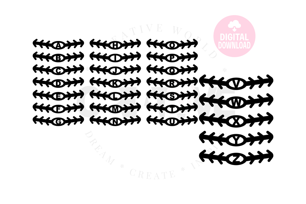 Set of 26 Ear Saver Initial Digital Template | Ear Saver svg | ES005