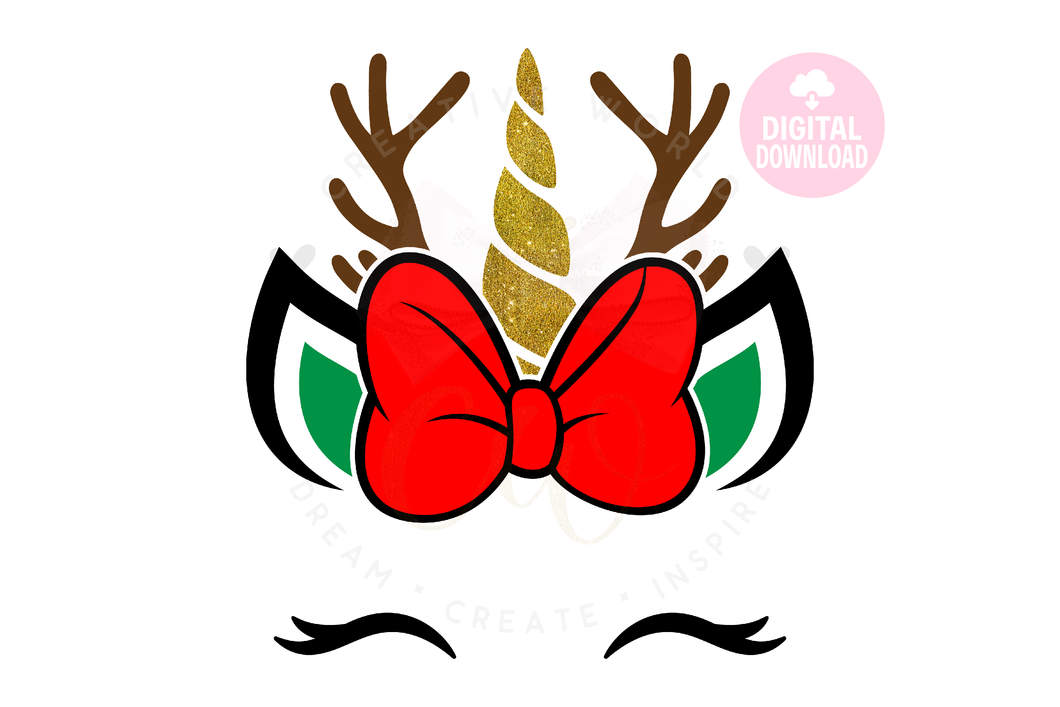 Christmas Unicorn SVG | Christmas Bow Unicorn Svg | Unicorn SVG