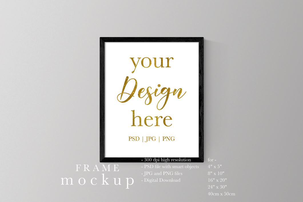 Black Frame Mockup - Frame Mockup for Wall Art - WF027