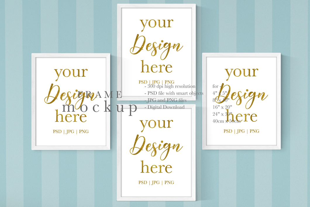 White Wood Frame Mockup - Frame Mockup for Wall Art - WF014