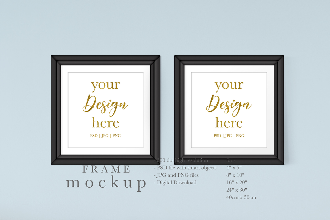 Black Frame Mockup - Frame Mockup for Wall Art - WF020