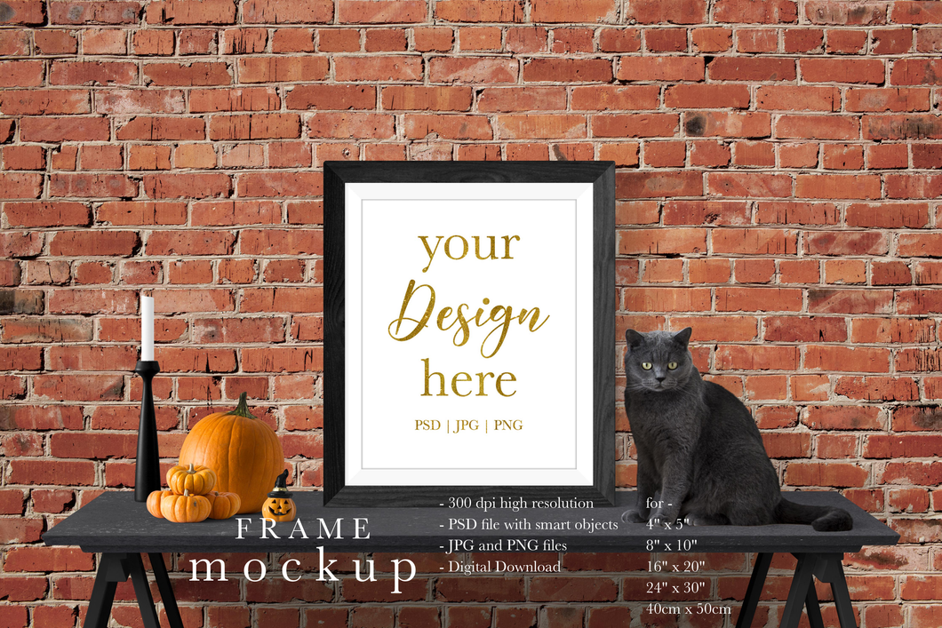 Halloween Black Frame Mockup - Frame Mockup for Wall Art - WF010