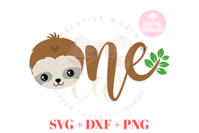 Load image into Gallery viewer, One | Sloth One SVG | Baby 1st Birthday SVG
