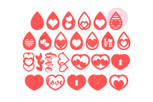 Valentine Love Earring Template | 50 Templates Earring svg | ET005